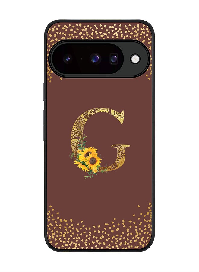 For Google Pixel 10 Case,Slim fit Camera Protection, Shockproof Thin Phone cover  - Custom Floral Monogram - G  (Brown )